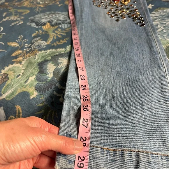 🤩 Dolce & Gabbana Crystal Roses Heart Embellished Jeans Authentic Sz 44 US 8/10 - Picture 16 of 16